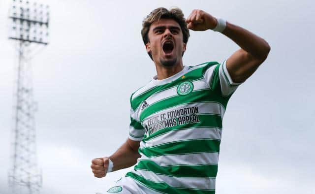 Celtic's Jota celebrates making it 3-1 during the cinch Premiership match between Dundee and Celtic at the Kilmac Stadium at Dens Park. The winger's future looks set for Parkhead, according to reports. (Photo by Alan Harvey / SNS Group)