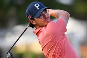 Ewen Ferguson of Scotland tees off during the Challenge de Espana in Cadiz. (Photo by Octavio Passos/Getty Images)