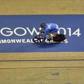 Callum Skinner from Team Scotland competing in the men's sprint first round on the Sir Chris Hoy Velodrome at the Glasgow Commonwealth Games in 2014. Image: Ian Rutherford.