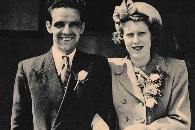 The happy couple on their wedding day on June 23, 1951; they remain happily married today.