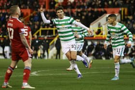 Matt O'Riley celebrates making it 2-0 to Celtic.