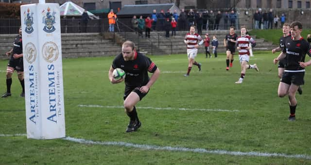 Donald Voas (pictured about to score a try earlier this season) showed great bravery against Currie (Pic by Nigel Pacey)