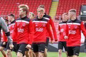 New signing Josh Jack (no 20) got Clyde's winner against Petershill (pic: Craig Black Photography)