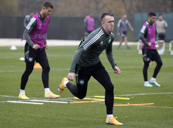 Celtic midfielder David Turnbull trains ahead of the Champions League tie against Shakhtar Donetsk.
