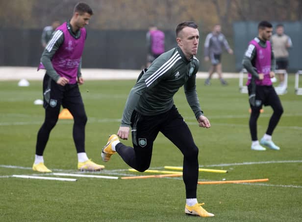 <p>Celtic midfielder David Turnbull trains ahead of the Champions League tie against Shakhtar Donetsk.</p>