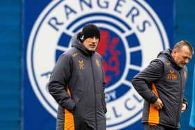 Rangers manager Philippe Clement and assistant Stephan Van Der Heyden during a training session on Thursday. (Photo by Alan Harvey / SNS Group)