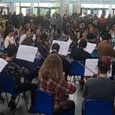 The young musicians performing Highland Cathedral