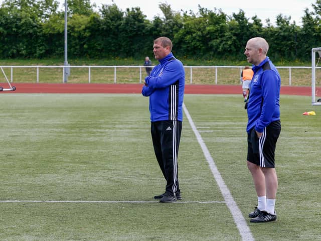 Mark Weir (left) and assistant Kenny Neill hope to exorcise the demons of an 8-0 loss this weekend (Pic by Kevin Ramage)