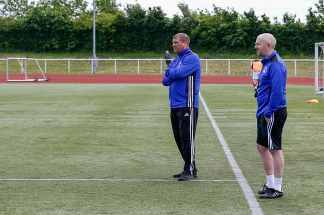 Mark Weir (left) and assistant Kenny Neill hope to exorcise the demons of an 8-0 loss this weekend (Pic by Kevin Ramage)