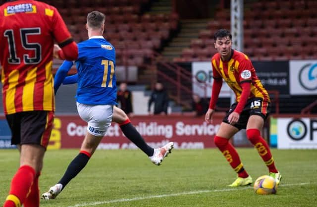Cedric Itten scores the only goal of the game for Rangers in their pre-season friendly against Partick Thistle at Firhill on Monday night. (Photo by Craig Williamson / SNS Group)