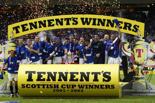 Rangers 3-2 Celtic - Rangers players celebrate winning the cup after the Tennent's Scottish Cup Final.