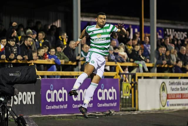 Celtic's Giorgous Giakoumakis celebrates scoring against Alloa.