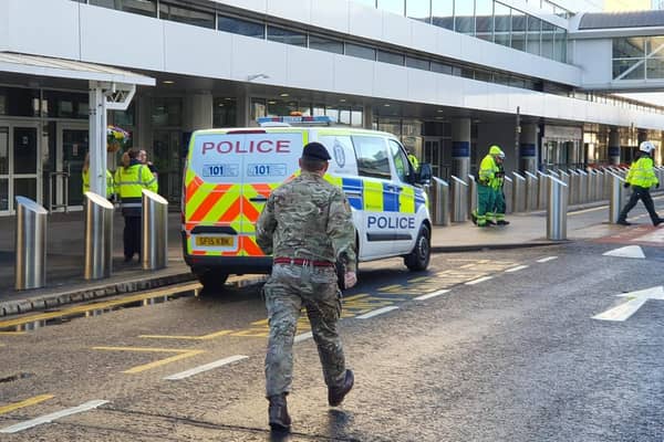 The scene at Glasgow Airport. Picture, John Devlin