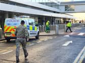 The scene at Glasgow Airport today. Picture, John Devlin