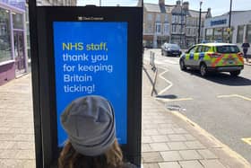A sign in a bus shelter shows support for the NHS in Penarth, Wales (Photo: Stu Forster/Getty Images)