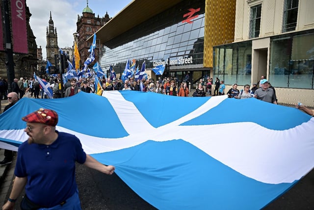 The crowd reaching George Square.