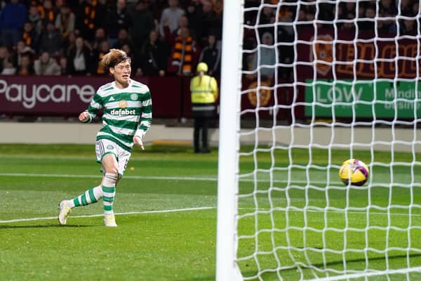 Celtic's Kyogo Furuhashi scored his team's fourth goal of the match against Motherwell.