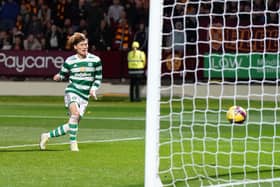 Celtic's Kyogo Furuhashi scored his team's fourth goal of the match against Motherwell.