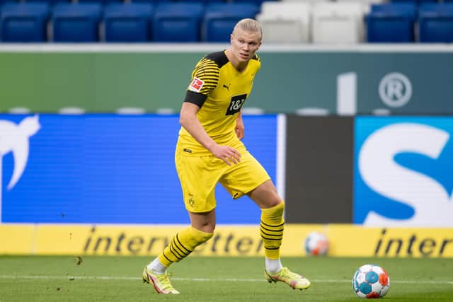 Borussia Dortmund striker Erling Haaland could be back in action for the second leg of the Europa League tie against Rangers at Ibrox next week. (Photo by Alexander Scheuber/Getty Images)