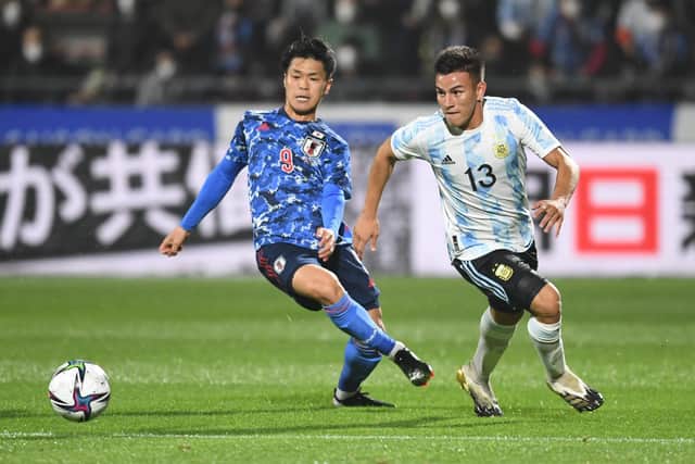 Alexandro Bernabei in action for Argentina in an under-23 international match against Japan in Fukuoka on March 29, 2021. (Photo by Masashi Hara/Getty Images)