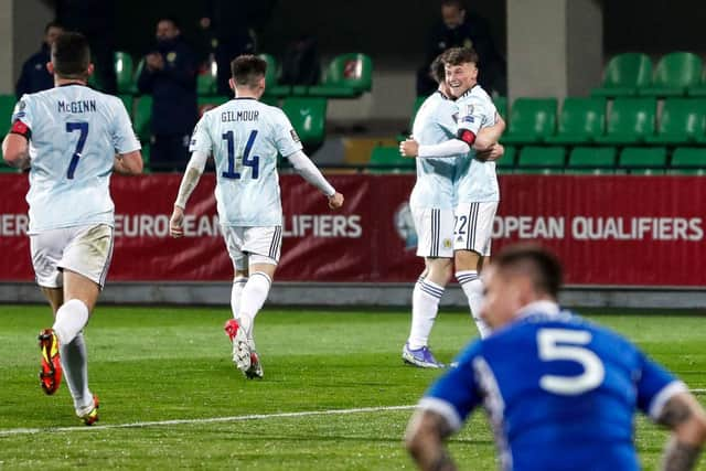 Nathan Patterson played a key role in Scotland's win over Moldova. (Photo by BOGDAN TUDOR/AFP via Getty Images)