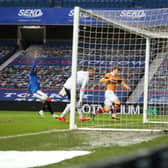 Callum Lang shoots Motherwell ahead at Ibrox on Saturday