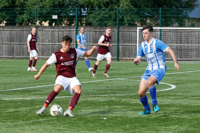 Dylan Duddy scored Carluke Rovers' second goal in the 4-2 win at Renfrew and will face Auchinleck this Saturday (Pic by Kevin Ramage)