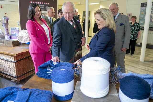 His Royal Highness learned all about the Platinum Jubilee yarn.