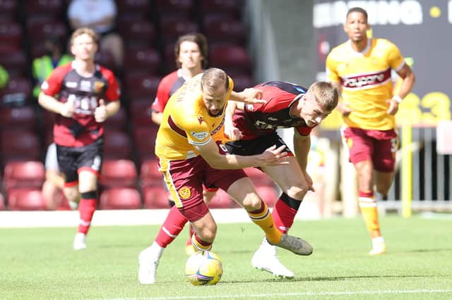 A tussle for the ball during Saturday's 2-0 win