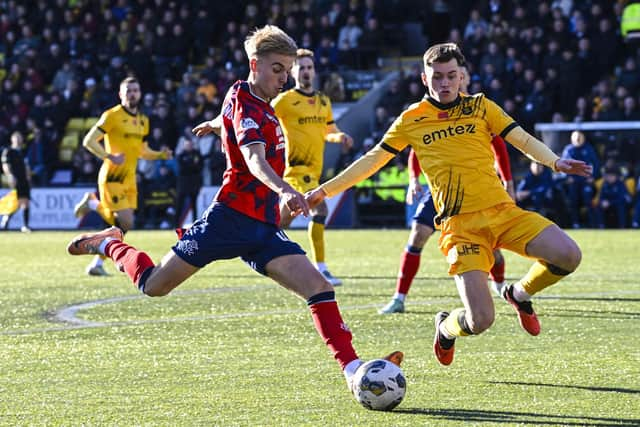 Ross McCausland made his first appearance for Rangers and played well out on the right wing.