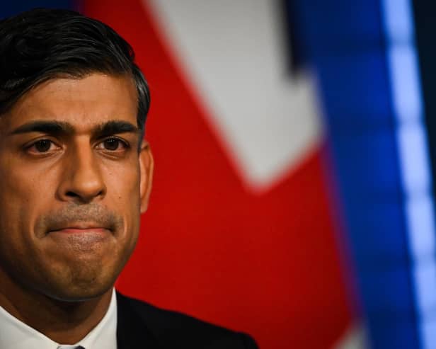 Prime Minister Rishi Sunak delivers a speech on the plans for net-zero commitments in the briefing room at 10 Downing Street, London. Picture date: Wednesday September 20, 2023.
