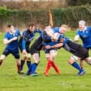 Dalziel put in a tackle during Saturday's defeat (Pic courtesy of Wigtownshire Rugby Club)