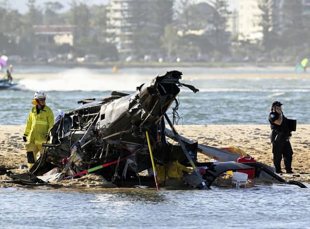 <p>Two helicopters collided on the Australian Gold Coast, killing several passengers and critically injuring three others.</p>