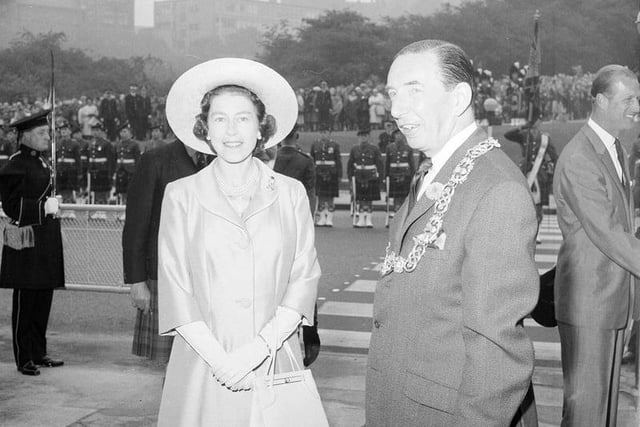 The Queen arrives in Glasgow for a visit in September 1964
