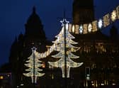 Christmas lights in George Square, Glasgow, on Saturday. Picture: John Devlin