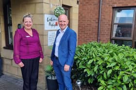 Laura Turnbull, Home Manager at HC-One Scotland’s Highgate Care Home with MP for Coatbridge and Bellshill, Frank McNally