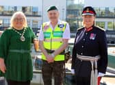 Provost Renwick with Robert Campbell and Jill Young.