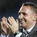 Celtic manager Brendan Rodgers applauds the fans at Kilmarnock.