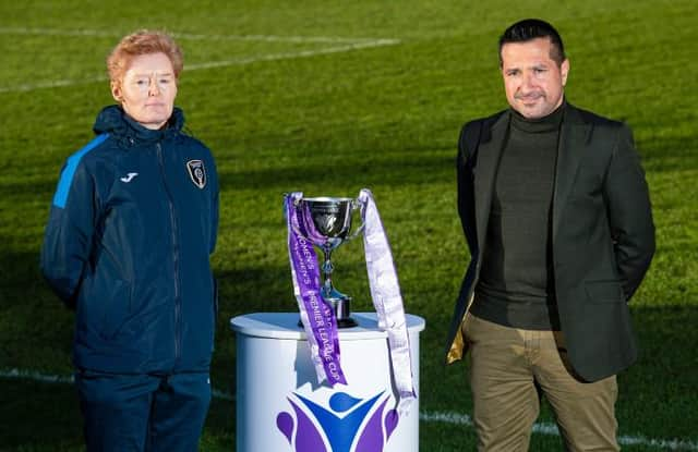 Glasgow City head coach Eileen Gleeson (L) and Celtic head coach Fran Alonso. (Photo by Ross MacDonald / SNS Group)