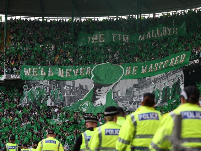 Celtic fans show off their tifo.