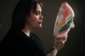 Lauren pictured unmasking as part of BACP ADHD campaign