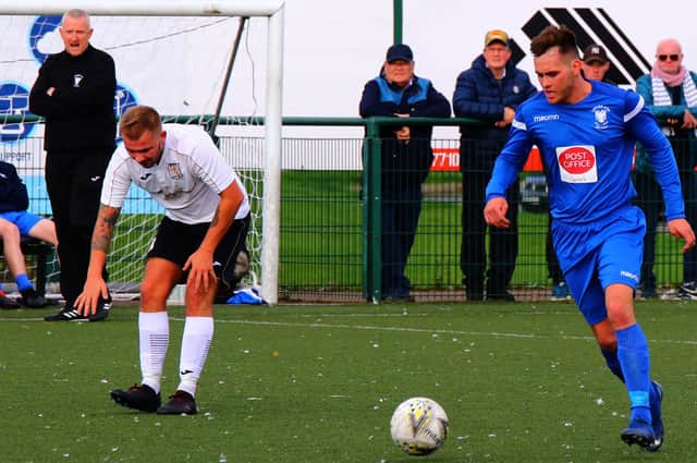 Colin Slater (1st left) watching his then Lanark United side in the 2019-20 season