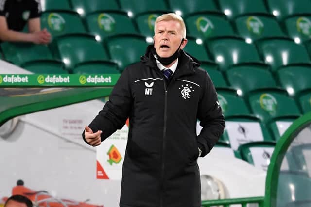 Rangers head coach Malky Thomson gives instructions during the 1-0 defeat at Celtic Park. (Photo by Craig Foy / SNS Group)