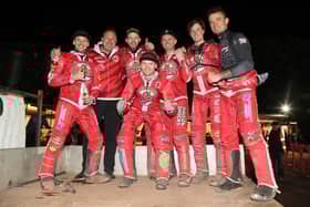 Victorious Glasgow Tigers celebrate their win at Berwick (pic: Ian Adam)