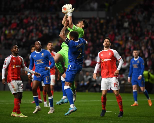 Rangers were unable to find a way to beat Braga goalkeeper Matheus as they lost 1-0 in the first leg of their Europa League quarter-final in Portugal on Thursday night. (Photo by Octavio Passos/Getty Images)
