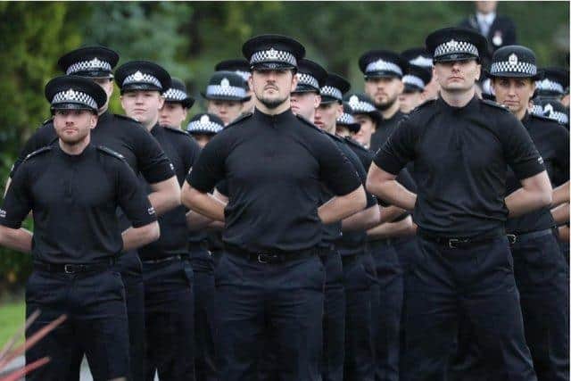 New recruits passing out and ready to go on duty, but new applications to join Police Scotland have more than halved