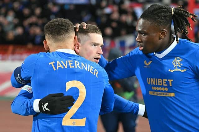 Rangers' Ryan Kent tormented Borussia Dortmund in the last round and followed it up with two defining displays to help Rangers past Red Star Belgrade. (Photo by ANDREJ ISAKOVIC/AFP via Getty Images)