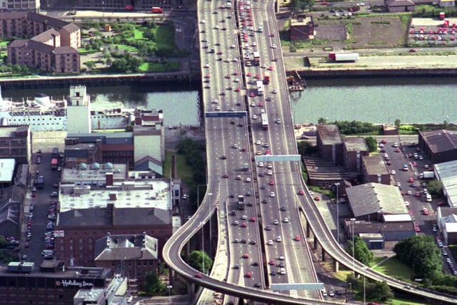 An aerial shot of the M8 and Clyde - 1992.