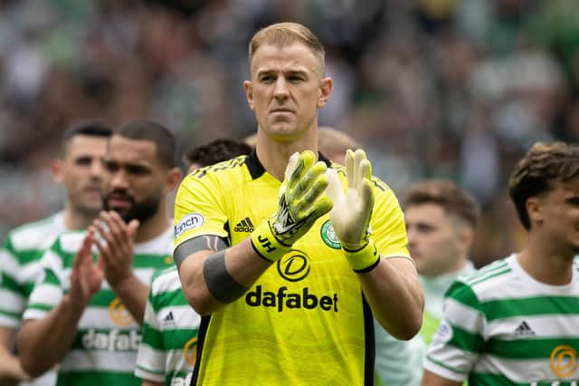 Celtic goalkeeper Joe Hart at full-time after the 1-1 draw with Rangers at Celtic Park.  (Photo by Craig Williamson / SNS Group)