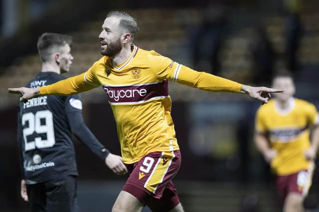 Kevin van Veen celebrates scoring for Motherwell (Library pics by Ian McFadyen)